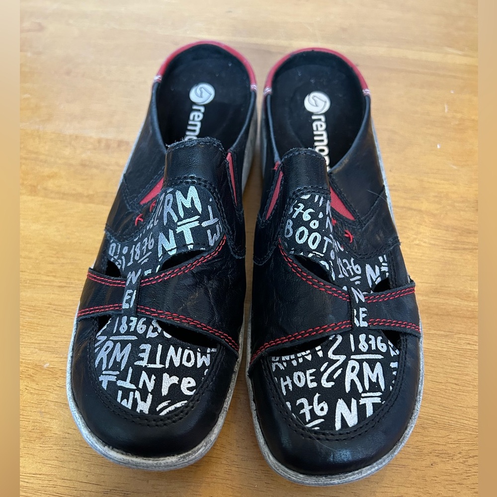 Remonte Black Sneakers with Red and White Accents